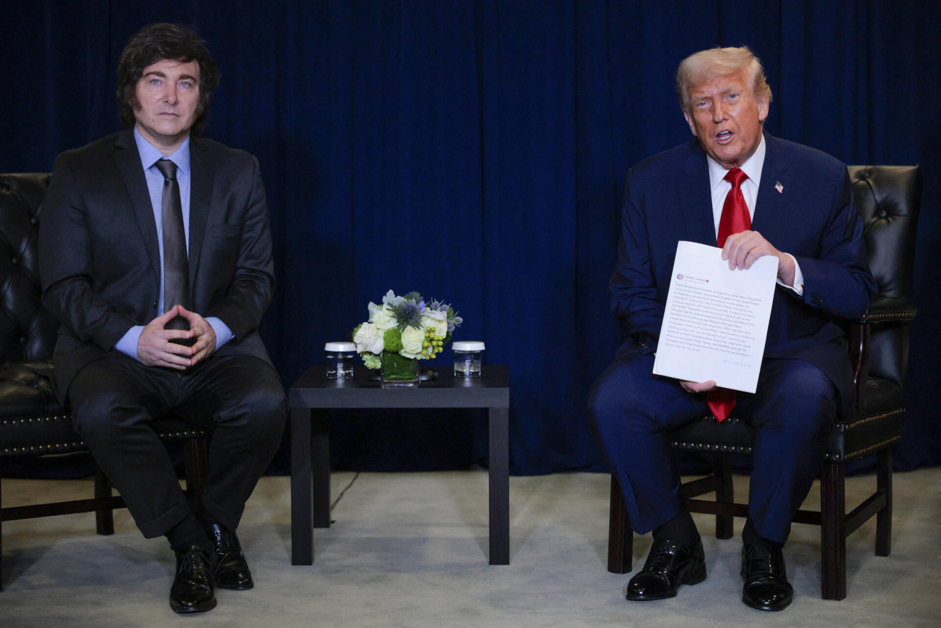 Donald Trump se reunió este martes con Javier Milei, a quien expresó su respaldo a la reelección en los comicios previstos para 2027.