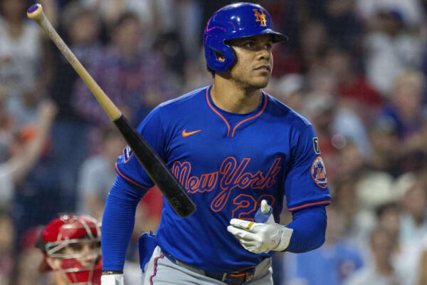 Soto, de 26 años, por cuarta ocasión en MLB logró comandar el departamento de bases por bolas.
