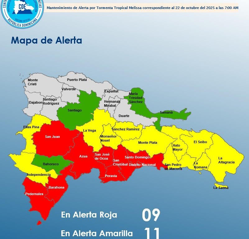 Nueve provincias en alerta roja por lluvias e inundaciones