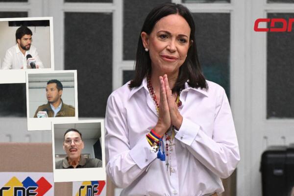 Pedro de Mendonça, Javier Luna y Alejandro Gómez, venezolanos residentes en RD que reaccionaron a elección de María Corina Machado al Premio Nobel de la Paz 2025. Foto: CDN Digital
