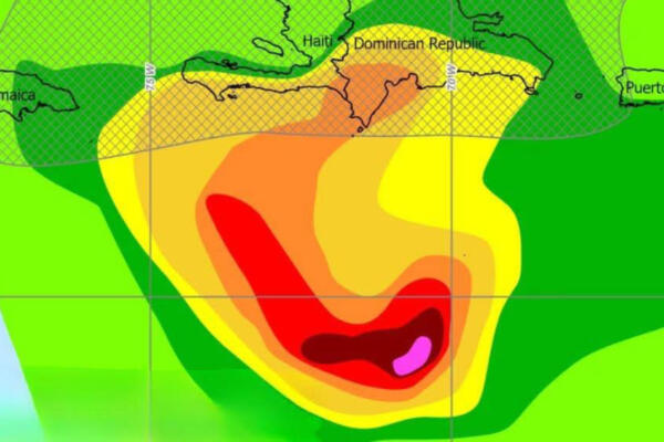Imagen satelital mostrando el lento desplazamiento de Melissa