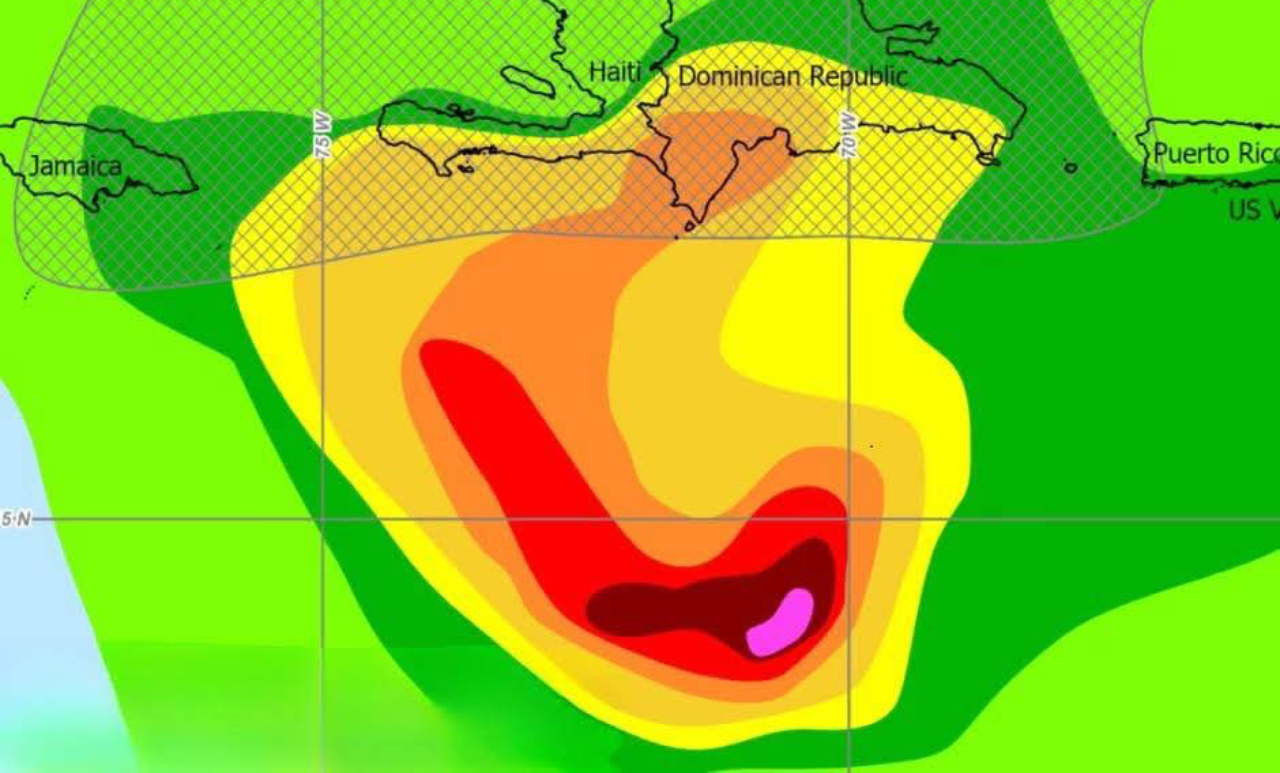 Imagen satelital mostrando el lento desplazamiento de Melissa