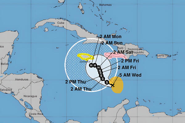 Melissa se mueve hacia el suroeste de Haití (7:00 a.m.). Foto: NOAA