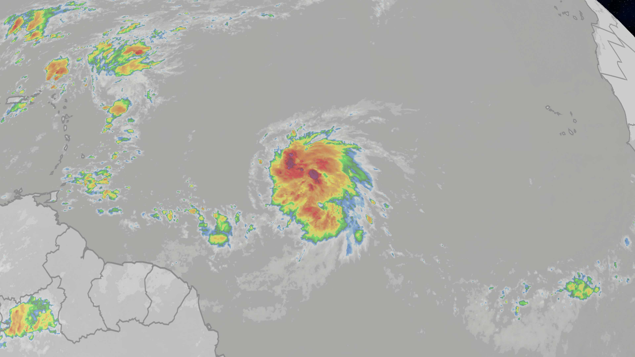 Trayectoria proyectada del huracán Jerry cerca del Caribe
