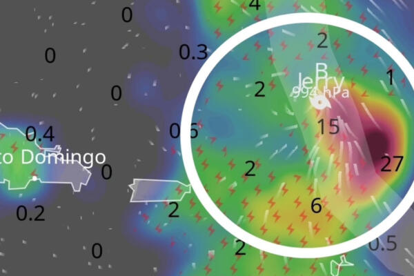 Imagen satelital de la Tormenta Tropical Jerry en el Atlántico