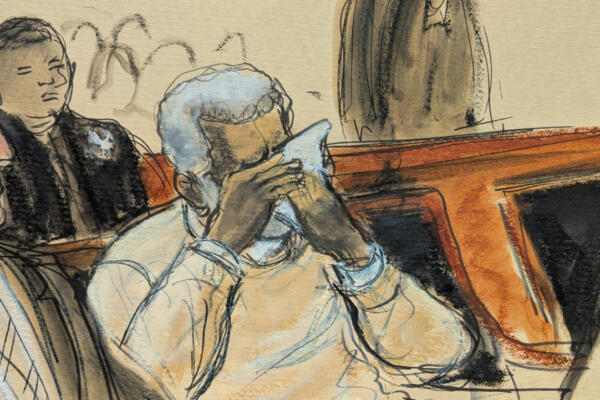 Boceto del tribunal de Diddy al momento de recibir su sentencia
