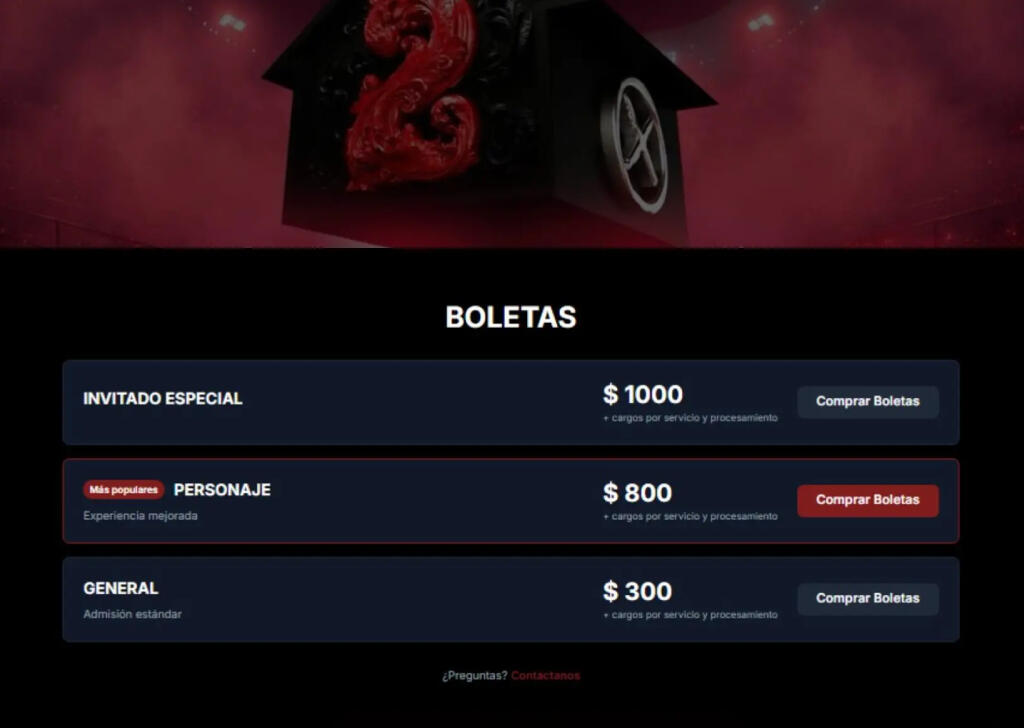 Las boletas cuestan entre US$300 y US$1,000, con cupo limitado a 500 personas.