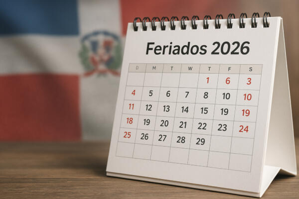 Calendario con feriados nacionales 2026 en República Dominicana.