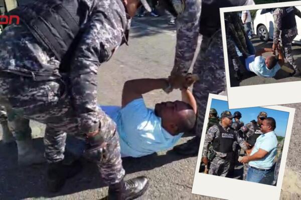José Luis Contreras, arrastrado y apresado por agentes policiales en Montecristi. 
