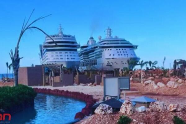 Imagen de la llegada de las embarcaciones de lujo Aida Sol y Brilliance of the Seas a Pedernales. Foto: CDN Digital