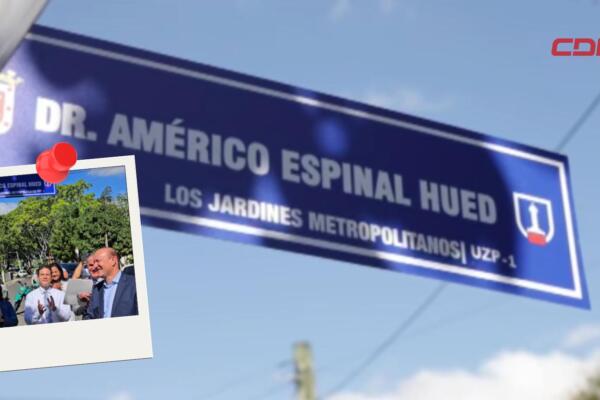Autoridades municipales y familiares participaron en el acto donde fue designada una calle del sector Los Jardines con el nombre del doctor Américo Espinal Hued, en reconocimiento a su legado público.