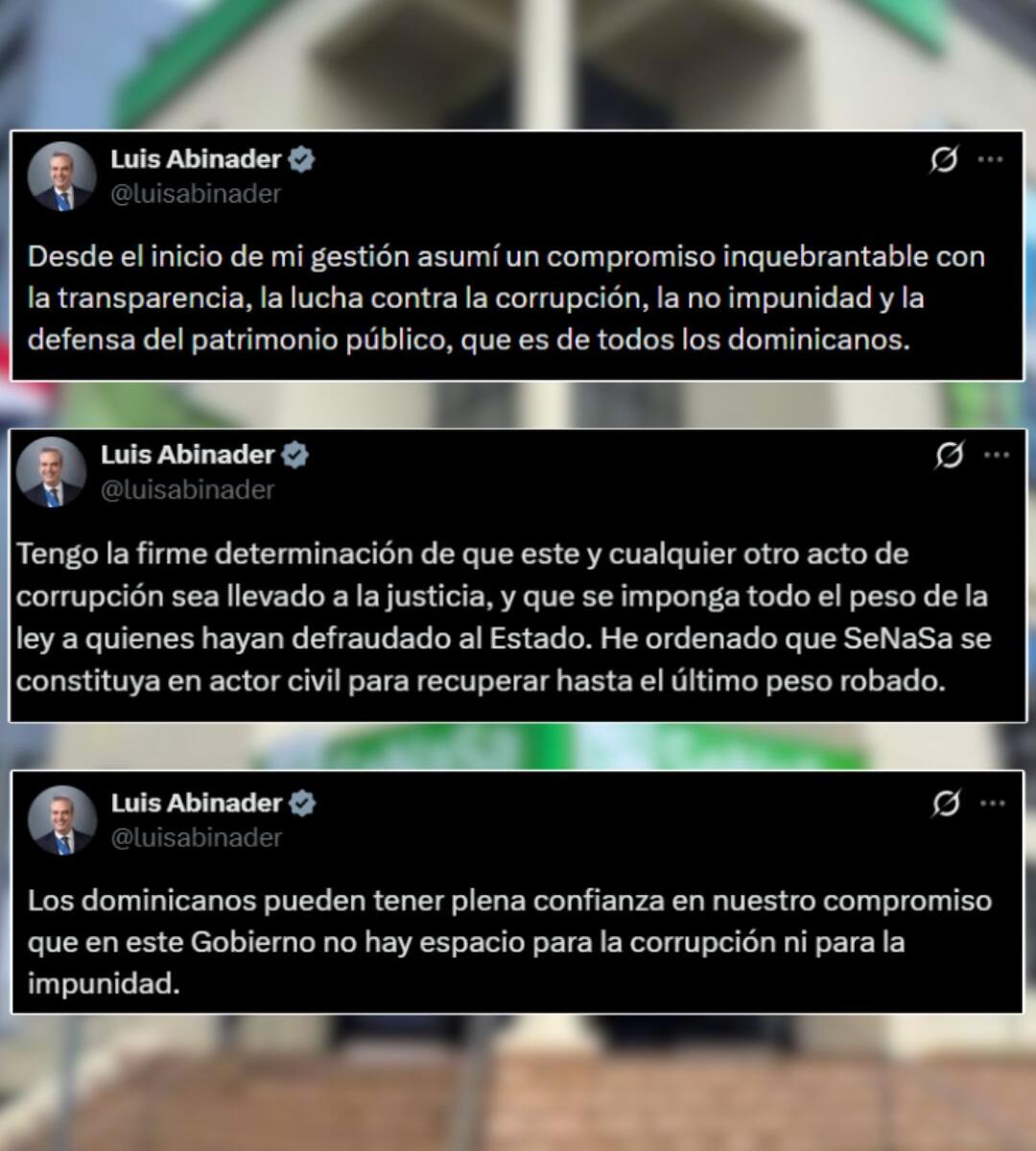Publicaciones del mandatario en su cuenta de X sobre el caso Senasa.