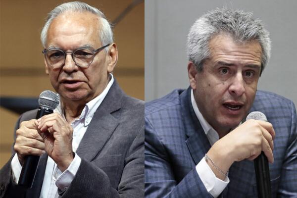 Los antiguos jefes de las carteras de Hacienda, Ricardo Bonilla (izquierda) y del Interior, Luis Fernando Velasco (derecha).