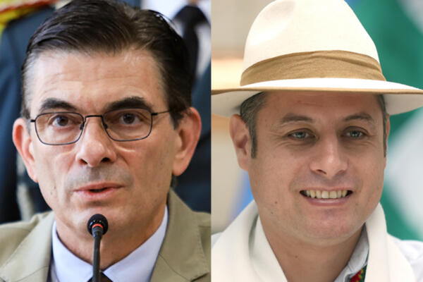 Combo de fotografías de archivo del presidente de Bolivia, Rodrigo Paz (i), y del vicepresidente de Bolivia, Edmand Lara. EFE/ Gabriel Márquez / Luis Gandarillas
