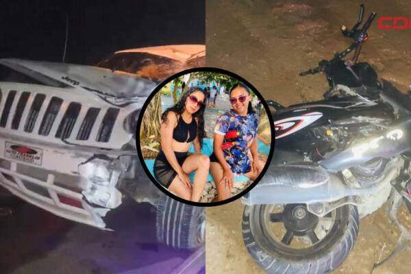 Lugar del accidente registrado en la curva de Brugal, comunidad Las Cuarentas de Nagua, donde dos mujeres fallecieron tras una colisión entre una pasola y un jeep.