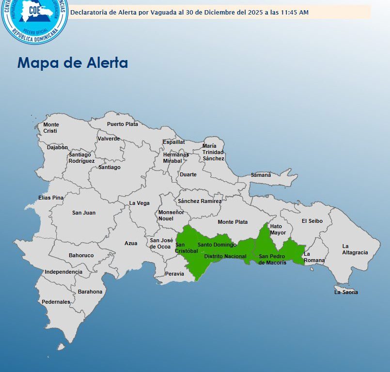 COE emite alerta verde por lluvias de fin de año