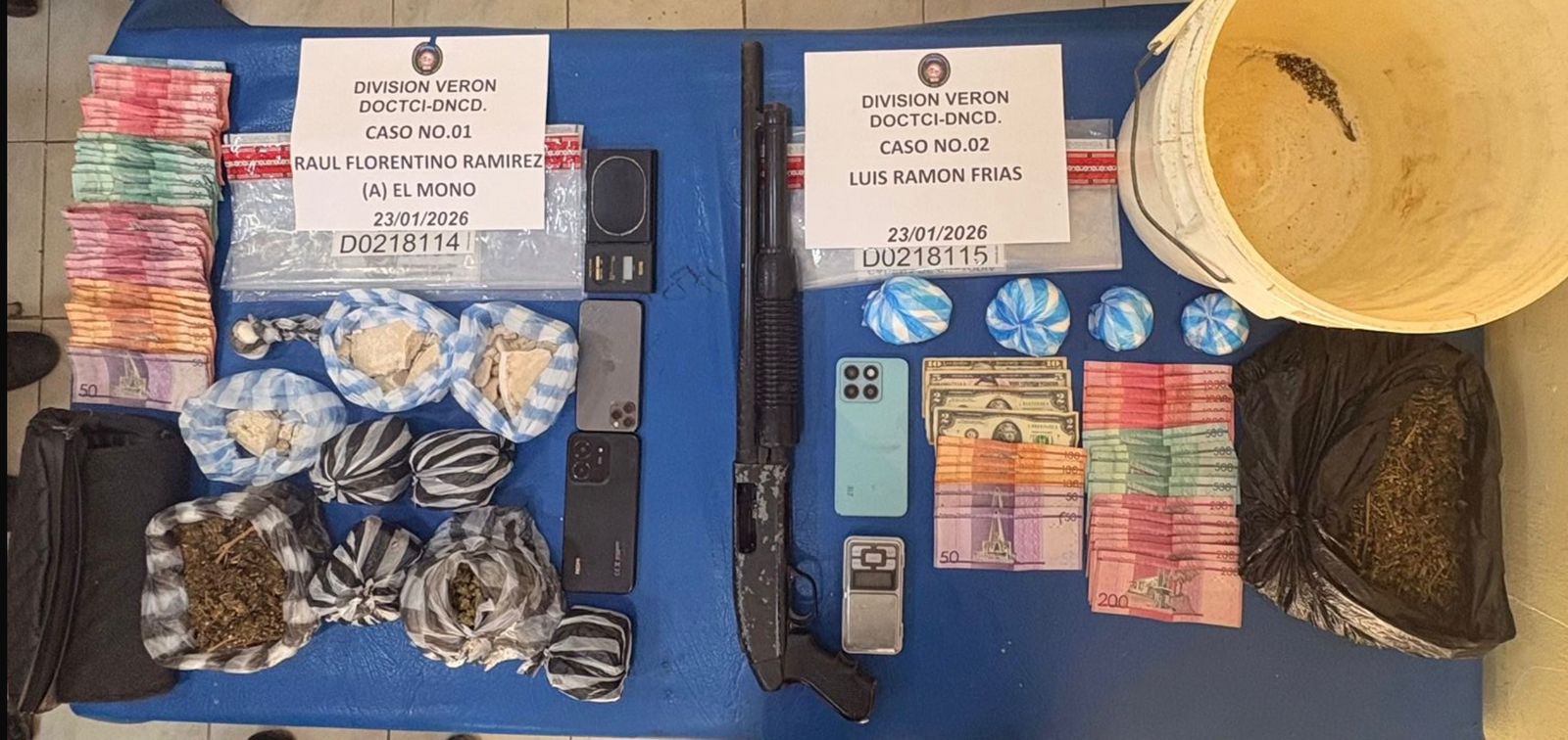 Capturan dos hombres con más de 2 mil gramos de sustancias ilícitas durante operativo en Verón