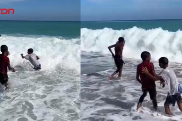 Menores de edad se bañan sin supervisión en la playa San Rafael, un área de alto riesgo por sus fuertes corrientes, lo que ha generado preocupación entre comunitarios y visitantes.