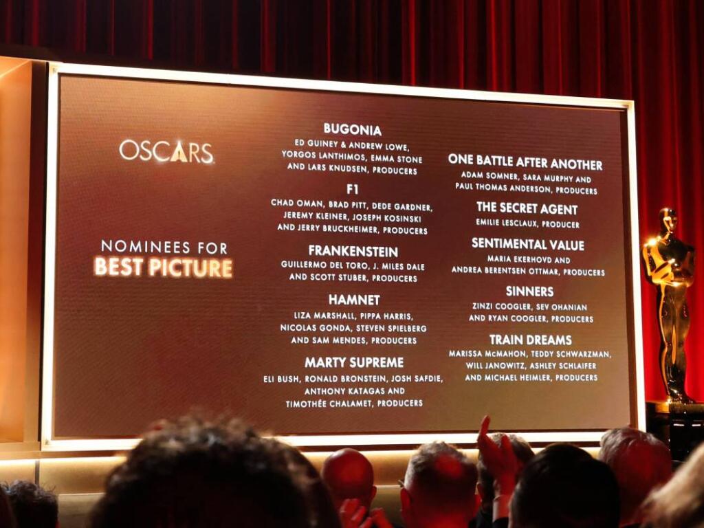 Las nominadas a Mejor Película durante el anuncio de las nominaciones a los 98.os Premios Oscar / AFP