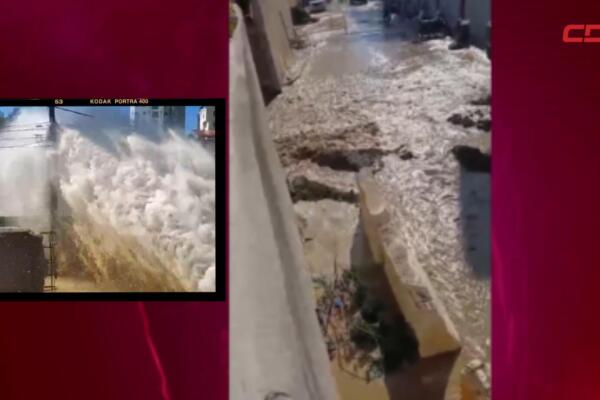 Brigadas de Coraasan realizan trabajos de reparación en una tubería averiada en la marginal de la autopista Duarte, cuya falla provocó la suspensión del servicio de agua en varios sectores de Santiago.
