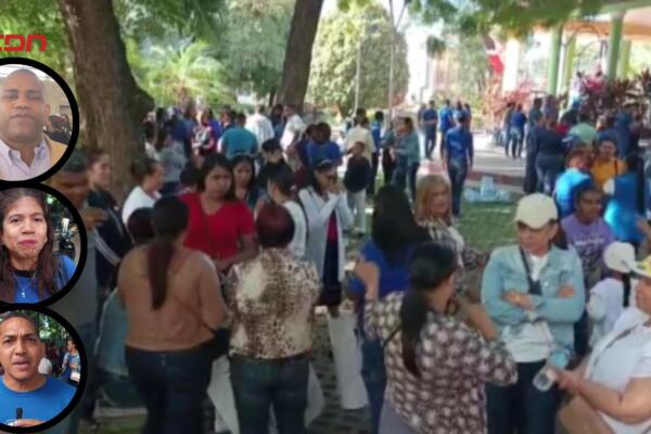 Docentes de la ADP Navarrete se concentran en el parque Rosa Duarte en protesta por la falta de personal y recursos en las escuelas públicas del municipio.