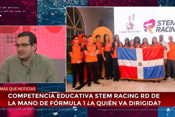 Representantes de STEM Racing RD durante su participación en el programa Más que Noticias, donde explicaron los alcances de la primera competencia educativa STEM respaldada por la Fórmula 1 en la República Dominicana.