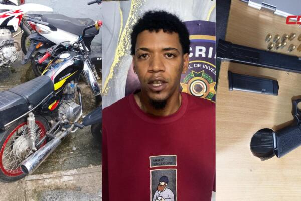 Leudy Rafael Severino Aybar fue detenido en Villa Altagracia con una pistola Glock 19, municiones y un cargador de alta capacidad sin documentación legal.