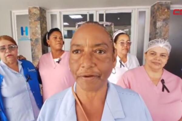 Enfermeras miembros del Sindicato Nacional de Trabajadores de Enfermería (Sinatrae), filial Moca.