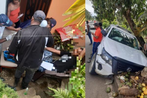 Agentes policiales resultan heridos durante accidente de tránsito. 