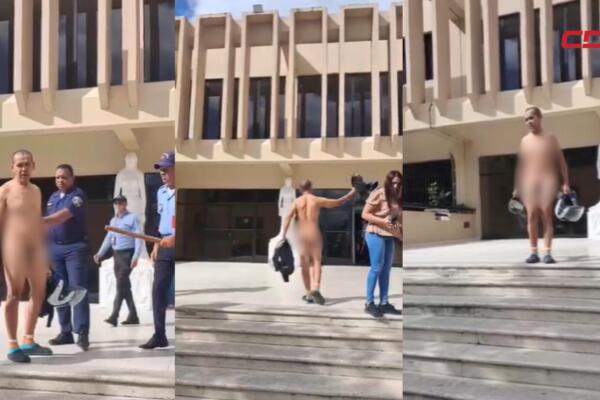 Hombre se desnuda en Palacio de Justicia de San Francisco de Macorís.
