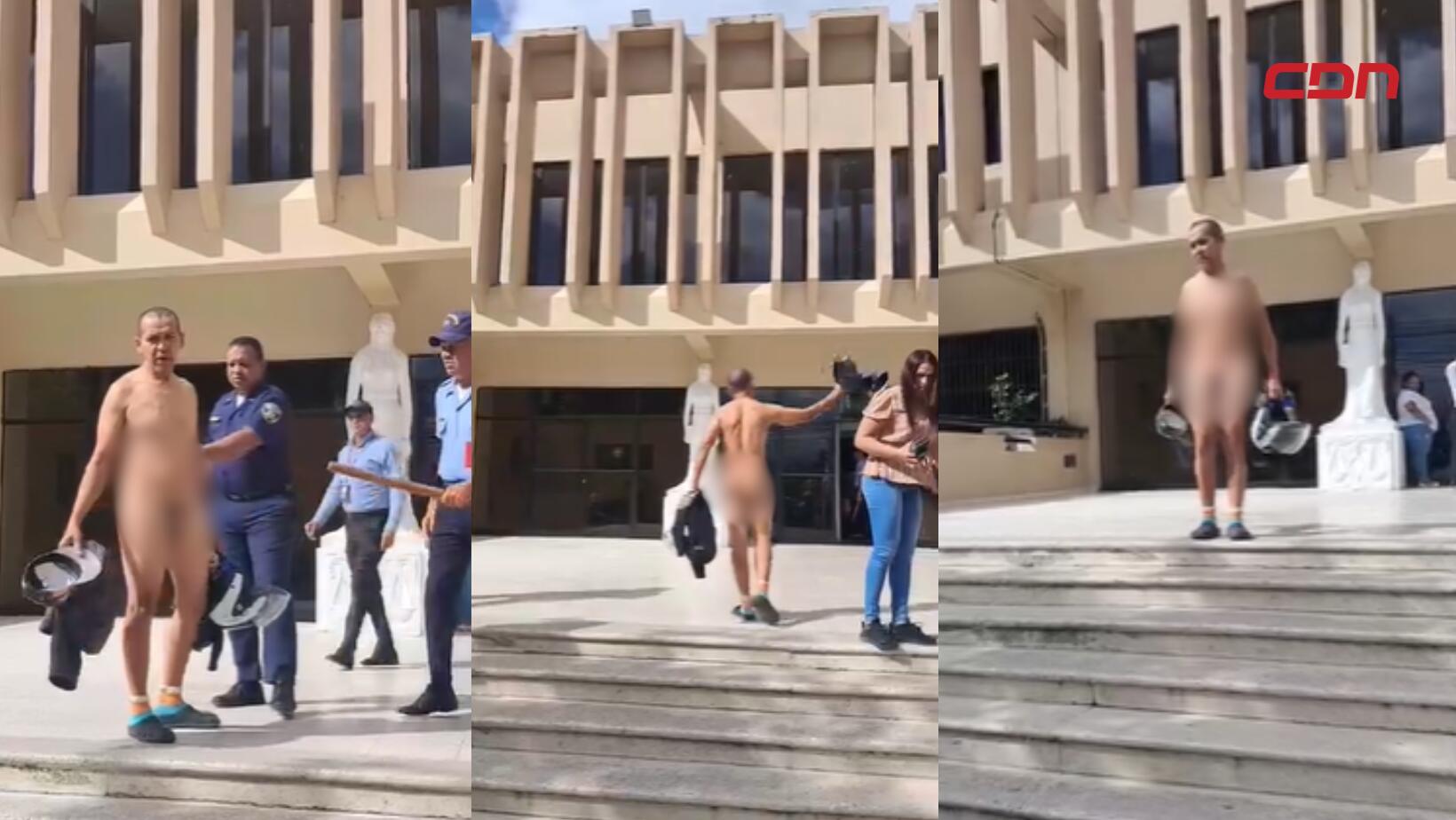 Hombre protesta desnudo