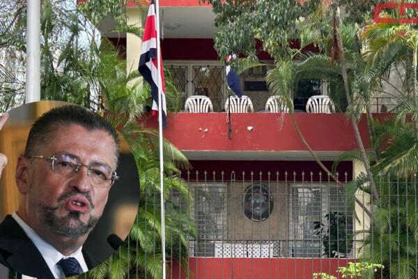 La embajada de Costa Rica en La Habana, fotografiada el 18 de marzo de 2026. El presidente costarricense, Rodrigo Chaves, hizo un llamado ese mismo día a erradicar el comunismo de la región, momentos después de que su gobierno cerrara la embajada en La Habana y ordenara la salida de los diplomáticos cubanos. (FOTO: AFP). 