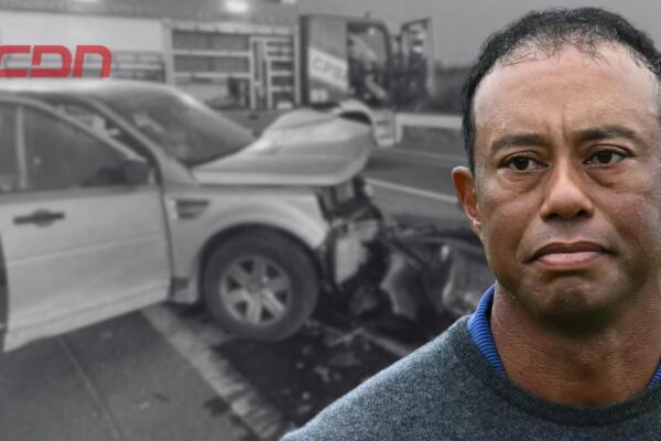 El choque, descrito como de baja velocidad, pero suficiente para causar el volcamiento del vehículo de Woods.