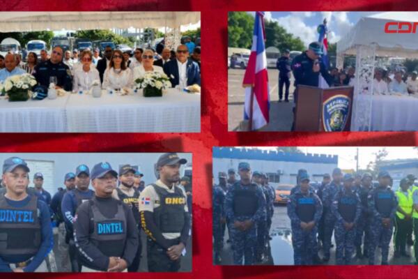 Agentes policiales desplegados en Puerto Plata y Bonao como parte del operativo “Proteger y Servir Semana Santa 2026”.