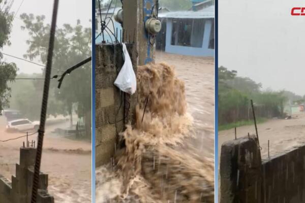 Crecida en Dajabón tras desborde de represa pone en riesgo comunidades.
