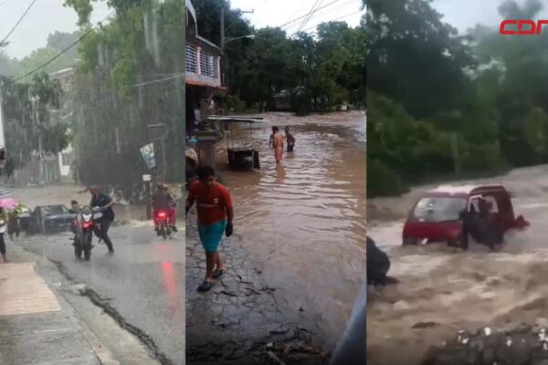 Inundaciones y puente en ruinas en Villa Los Almácigos.
