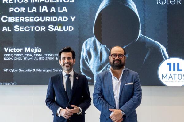 Manuel Jose Matos, vicepresidente ejecutivo de Matos Corredores de Seguros y Víctor Mejía, VP Cybersecurity & Managed Services de iQTek quienes presentaron los principales retos de la cibersegu