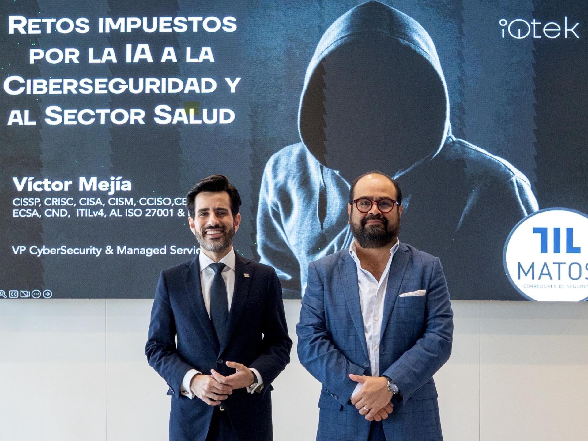 Manuel Jose Matos, vicepresidente ejecutivo de Matos Corredores de Seguros y Víctor Mejía, VP Cybersecurity & Managed Services de iQTek quienes presentaron los principales retos de la cibersegu