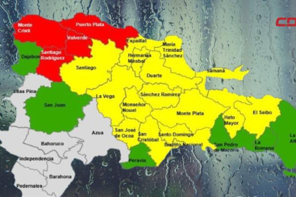COE mantiene cuatro provincias en alerta roja y eleva a 16 las amarillas