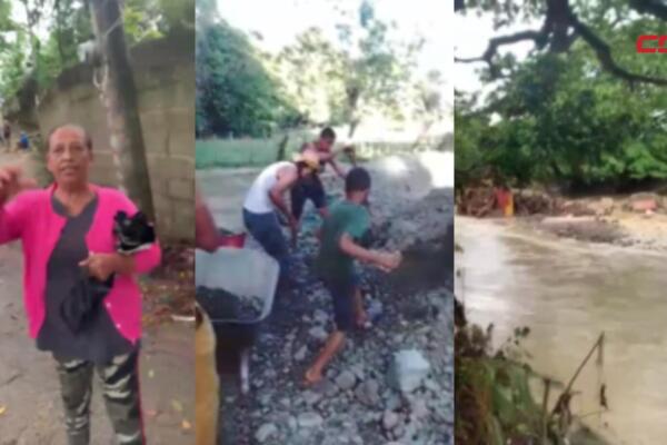 Crecida de uno de los ríos en Puerto Plata, que ha dejado comunidades incomunicadas tras las intensas lluvias.