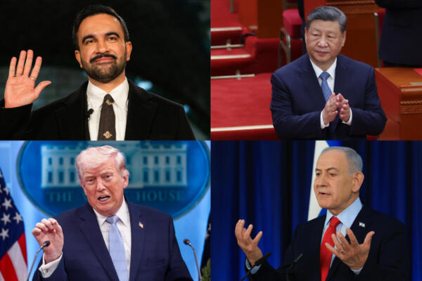 Combo de fotografías de archivo que muestran al alcalde de Nueva York, Zohran Mamdani (arriba-i), al presidente de China, Xi Jinping (arriba-d), el presidente estadounidense, Donald Trump (abajo-i) y el primer ministro israelí, Benjamín Netanyahu. EFE/ ARCHIVO