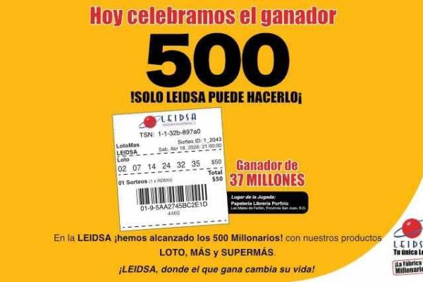Leidsa anuncia su millonario 500 con premio de RD$37 millones