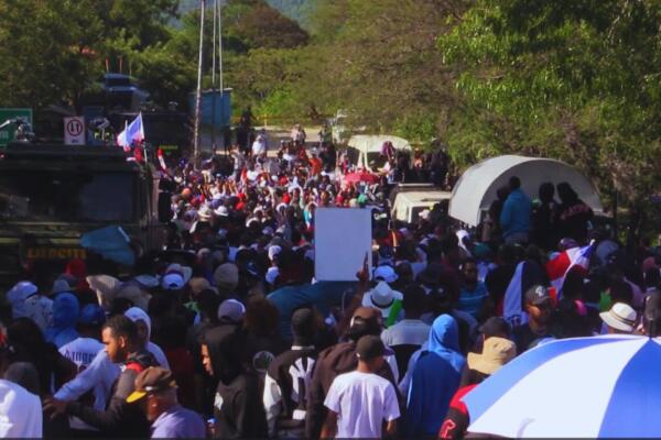Imagen de la marcha contra la minería en Los Romero, San Juan. Foto: CDN Digital