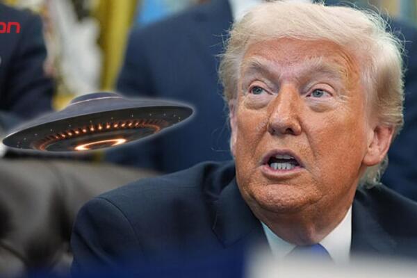El presidente Donald Trump anuncia la desclasificación de documentos sobre ovnis durante una rueda de prensa en la Casa Blanca.