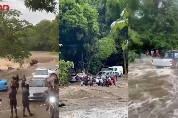 Autoridades advierten tras crecida en Villa Los Almácigos.
