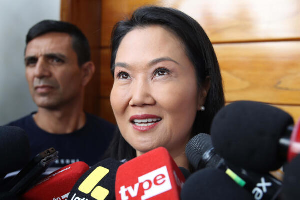 Fotografía del 11 de junio de 2026 de la candidata derechista a la Presidencia de Perú, Keiko Fujimori, en Lima (Perú). EFE/Paolo Aguilar