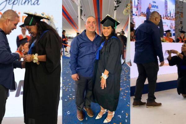 Zorrilla quien se graduó de psicología decidió pedirle matrimonio a quien será su futuro esposo delante de todos los graduandos. Foto: CDN Digital 