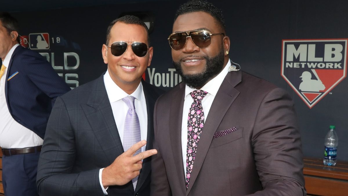 David Ortiz y Alex Rodríguez durante una transmisión televisiva de MLB.