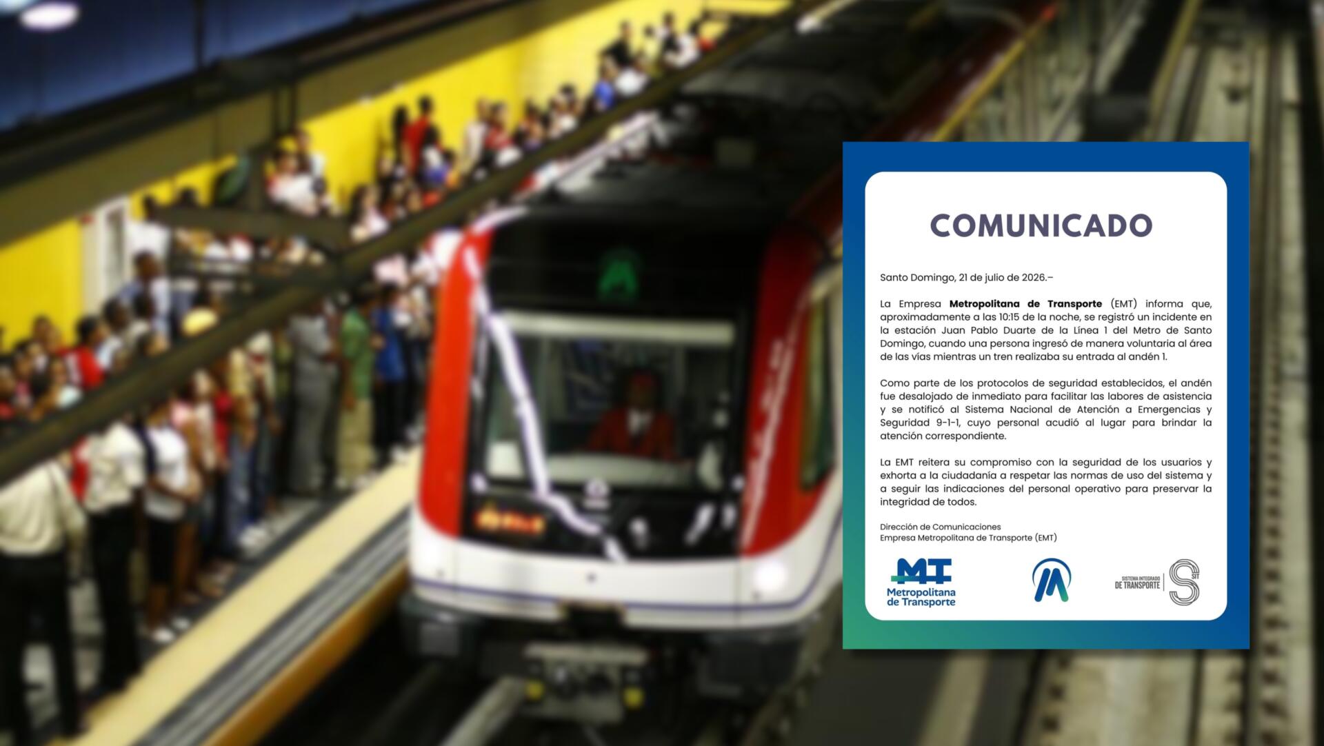 Evacúan andén tras incidente en Metro de Santo Domingo