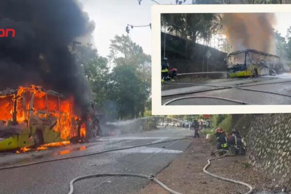 Autobús de Caribe Tours se incendia en Jarabacoa; 9 heridos.